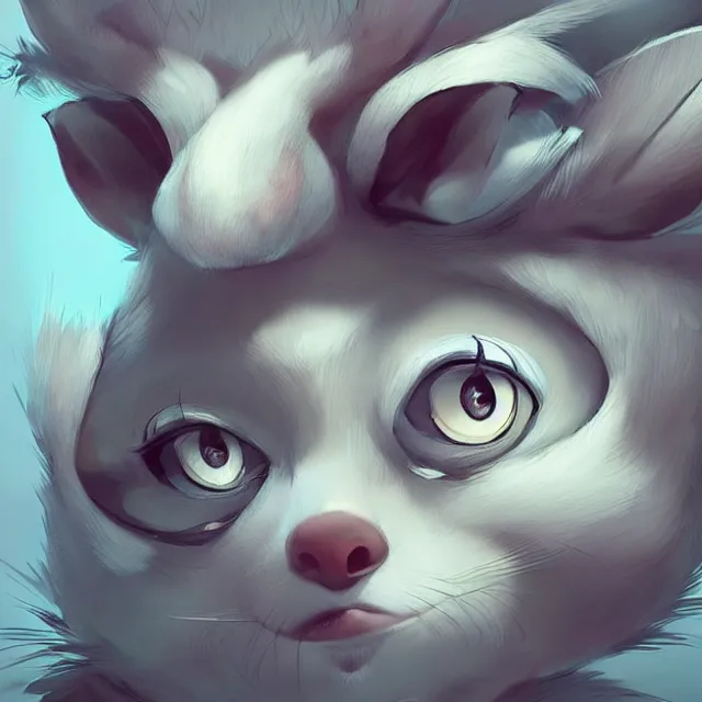 Image similar to a beautiful portrait of a cute anthropomorphic humanoid fursona. big eyes. character design by cory loftis fenghua zhong ryohei hase isma