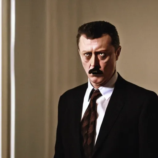 Image similar to Igor Ghirkin Strelkov as The American Psycho doing the Bateman stare, cinematic still