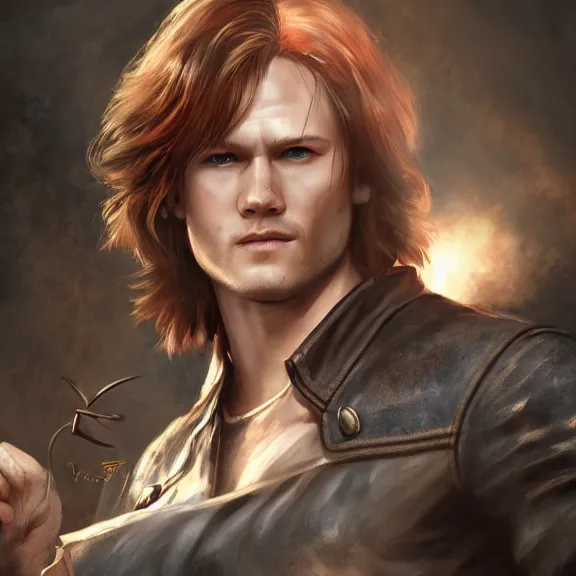 Image similar to sam winchester as doa 6 character, d & d, fantasy, highly detailed, digital art, trending on artstation, smooth, sharp focus, illustration, art by peter tang and artgem