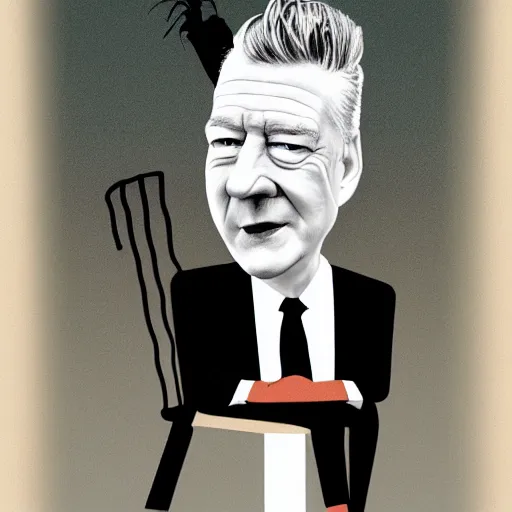 Image similar to caricature of david lynch, style of archille superbi