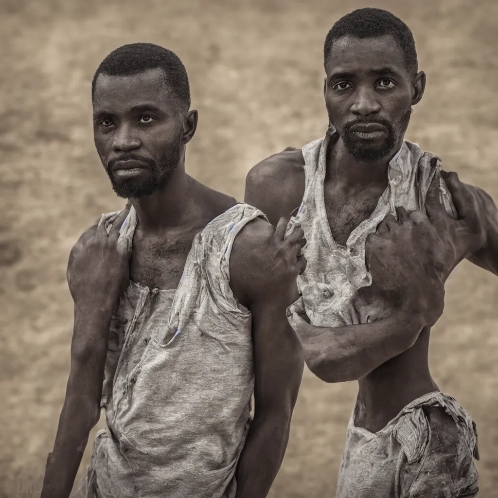 Image similar to portriat of a african man with intense face, dslr camera with a large sensor. deep shadows and highlight