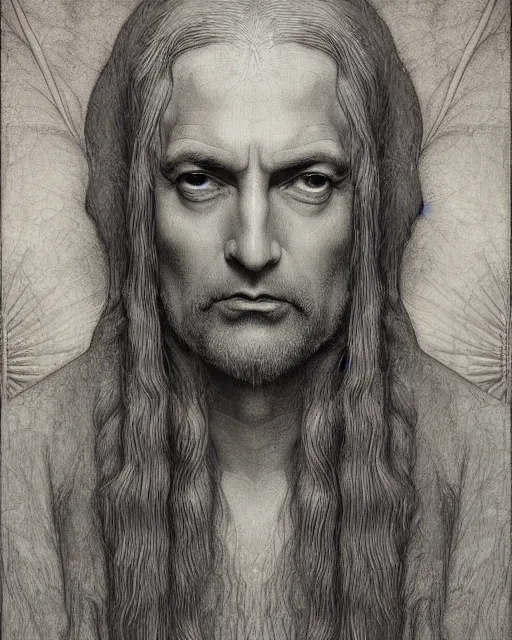 Image similar to matte painting portrait shot, leonardo da vinci sketch of cary grant, detailed and intricate by jean delville, marco mazzoni, art nouveau, symbolist, visionary, gothic, pre - raphaelite