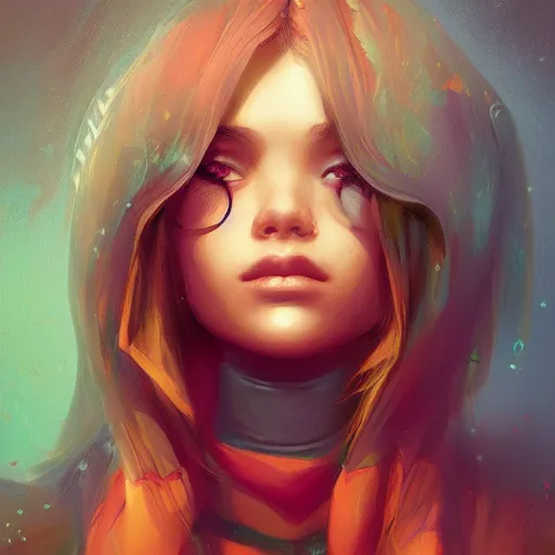 Image similar to portrait of teen girl, art by Ross tran, vivid color palette, digital painting, 3D, octane render, post process in Photoshop, highly detailed