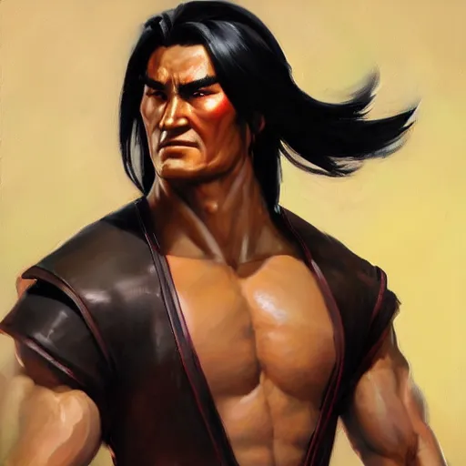 Image similar to greg manchess portrait painting of liu kang from mortal kombat as overwatch character, medium shot, asymmetrical, profile picture, organic painting, sunny day, matte painting, bold shapes, hard edges, street art, trending on artstation, by huang guangjian and gil elvgren and sachin teng