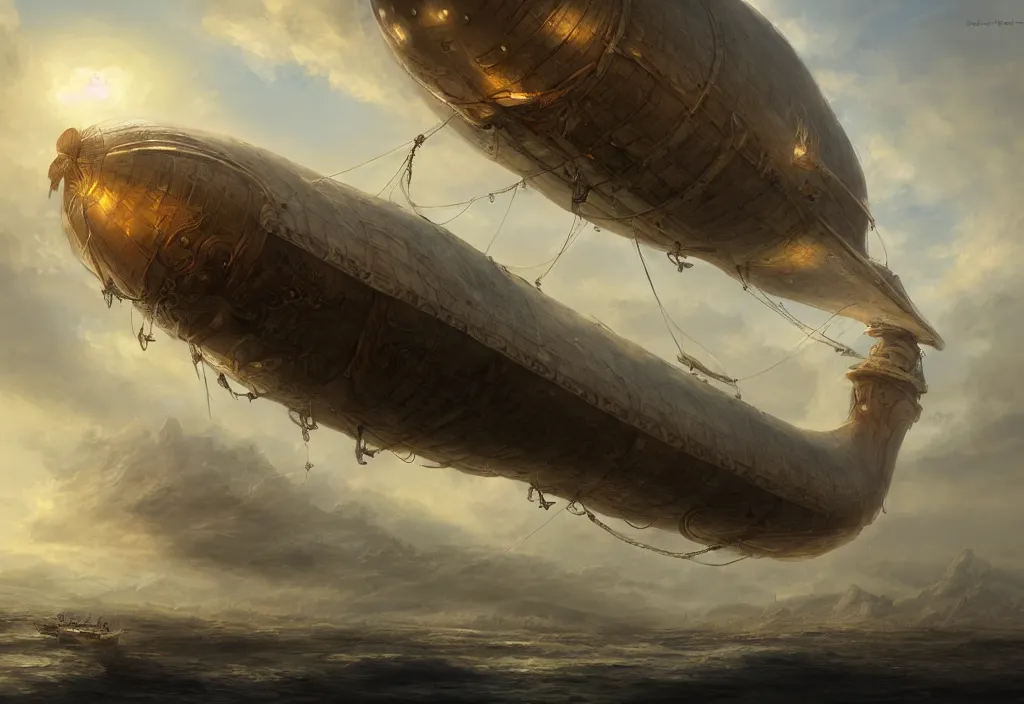 Image similar to a fantasy airship, epic fantasy, detailed, intricate, elegant, digital painting, concept art, smooth, focus, rim light