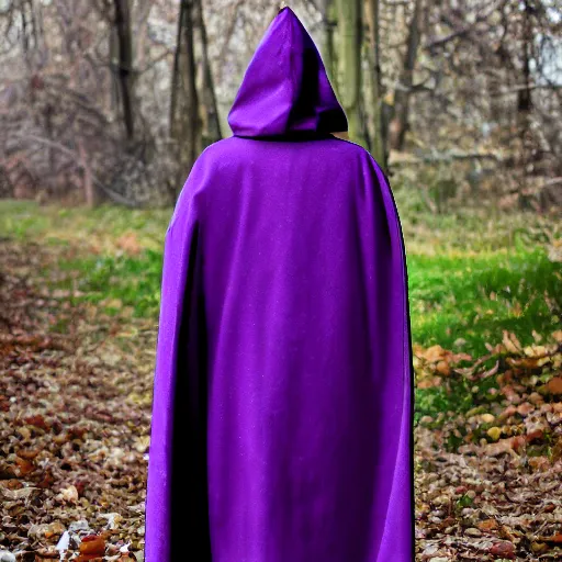 Prompt: purple cloak, full body