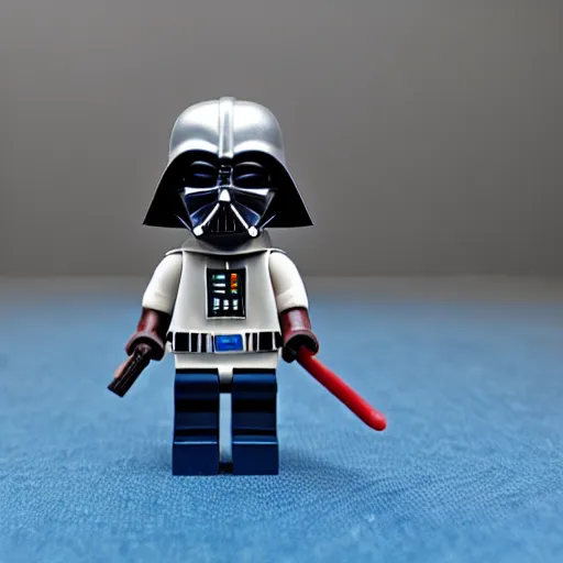 Image similar to darth vader wearing a blue crown , toy , mini figure , 4k , HD