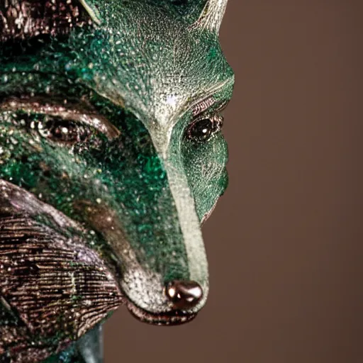 Image similar to Portrait photography of an Emerald fox sculpture