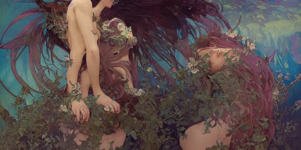 Image similar to dreamscape, female, vivid colors, art by artgerm and greg rutkowski and alphonse mucha and loish and wlop, highly detailed sculpture, intricate detailed, ommatidia, 8 k, cinematic atmosphere, post - processing