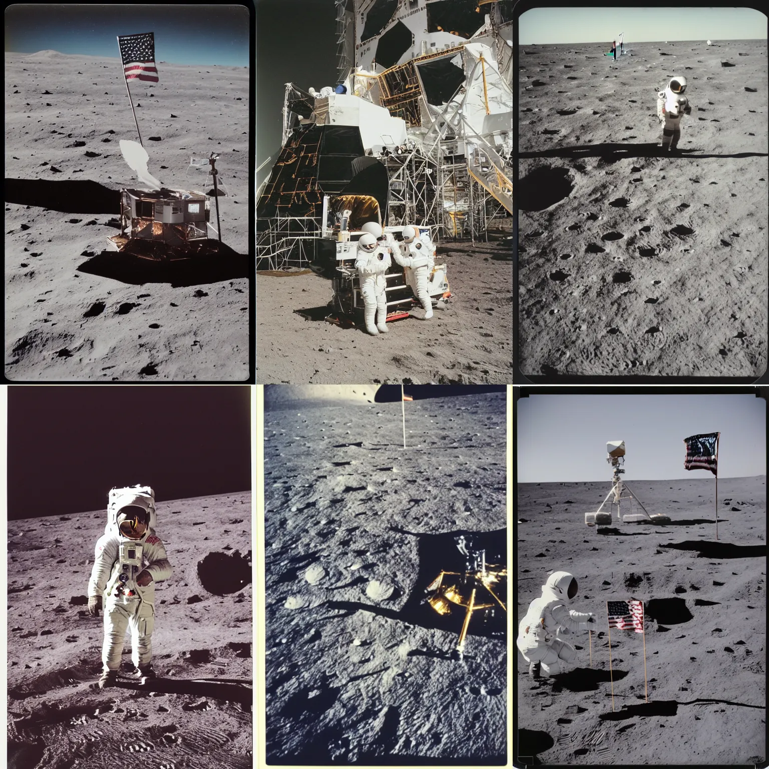 Prompt: polaroid of the set where they faked the moon landing, behind the scenes, high quality