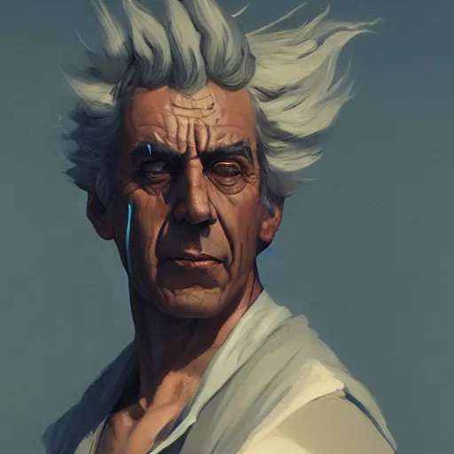 Prompt: portrait of Rick Sanchez, art by greg rutkowski, matte painting, trending on artstation