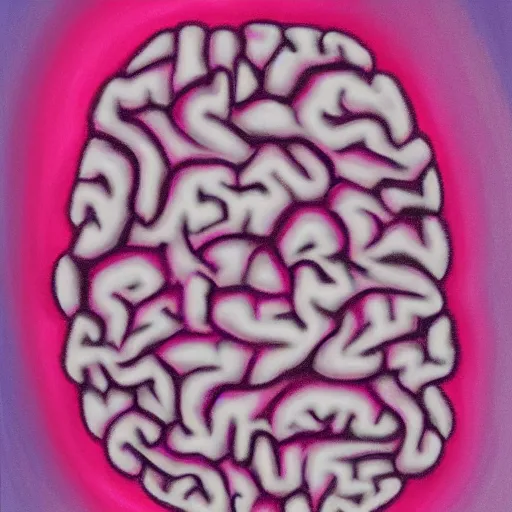 Prompt: a portrait of someones brain, taking up the whole image, pink