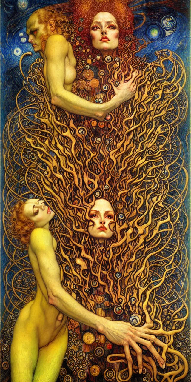 Image similar to Divine Chaos Engine by Karol Bak, Jean Delville, William Blake, Gustav Klimt, and Vincent Van Gogh, symbolist, visionary