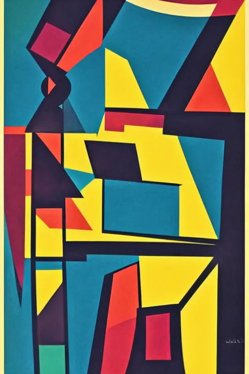 Prompt: guitar, notes, geometric architectures shapes, abstract expressionism, essence of street forms, geometric structures in style of sonia delaunay, high detail, symmetry, poster