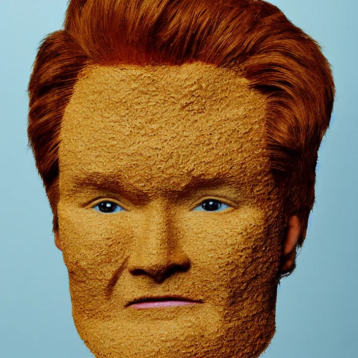 Prompt: face made of oat bran made of conan o'brien, body made of oat bran made of conan o'brien, high detail portrait photo