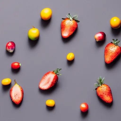 Image similar to centered hyper-realistic single piece of fruit, gray background