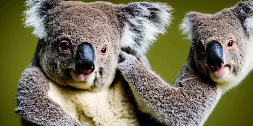 Image similar to official photography of a noble koala in the costume of the French Academy