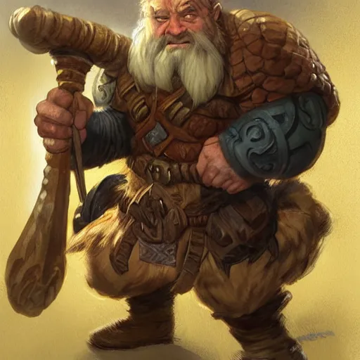 Image similar to dnd dwarf, strong, by Justin Gerard + Paul Bonner