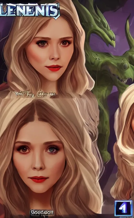 Image similar to Elizabeth Olsen as a character in the game League of Legends, with a background based on the game League of Legends, detailed face, old 3d graphics