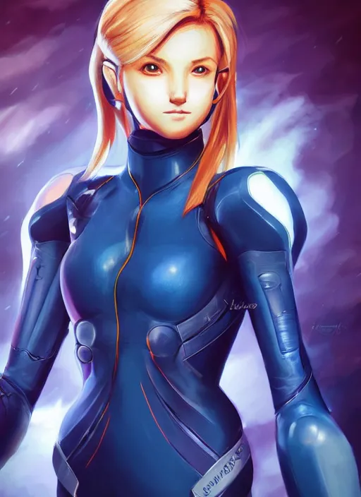 Image similar to beautiful portrait of a stunning pilot who looks like Zero Suit Samus , character design by Ross Tran, detailed, soft lighting