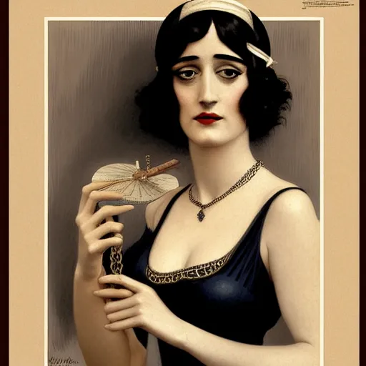 Image similar to portrait en buste flapper girl eva green, vesper lynd, vannessa ives, traditional corsican, intricate, highly detailed, artstation, illustration, jurgens, rutkowski, bouguereau, roaring 20s, 1920s-H 832