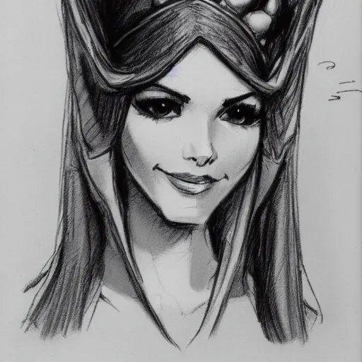 Image similar to milt kahl sketch of victoria justice as princess padme from star wars episode 3