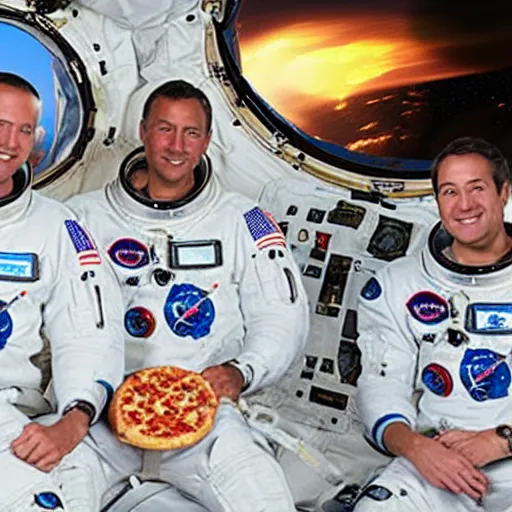 Prompt: Astronauts landing on pizza