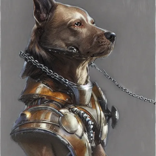 Image similar to doggo animal as a realistic fantasy knight, closeup portrait art by donato giancola and greg rutkowski, digital art, trending on artstation, symmetry!!