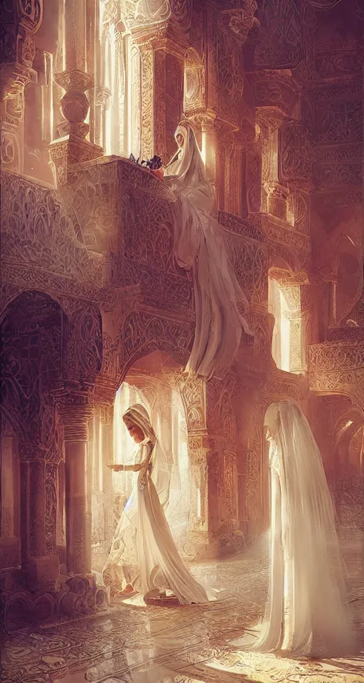 Prompt: arabian princess wedding day, digital art,ultra realistic,ultra detailed, ultra wide Lens, art by greg rutkowski