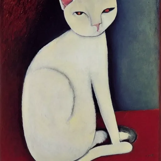 Prompt: white cat by modigliani