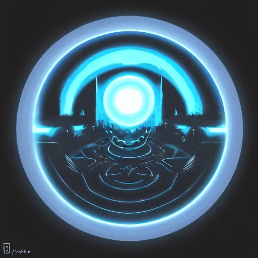 Image similar to cyberpunk glowing ring donut circle enso halo, by andreas rocha