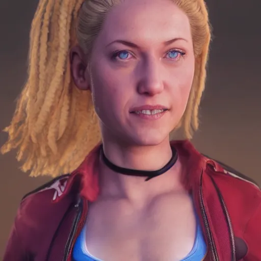 Prompt: kristen schaal as cammy street fighter, long blonde hair, ultra realistic, concept art, intricate details, highly detailed, photorealistic, octane render, 8 k, unreal engine, art by frank frazetta, simon bisley, brom