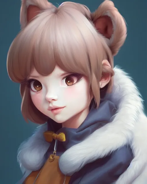 Image similar to character concept art of a cute young female anthropomorphic furry | | cute - fine - face, pretty face, key visual, realistic shaded perfect face, fine details by stanley artgerm lau, wlop, rossdraws, james jean, andrei riabovitchev, marc simonetti, and sakimichan, trending on artstation