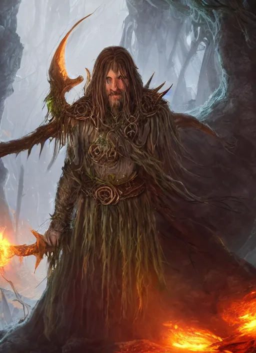 Image similar to druid dnd, ultra detailed fantasy, elden ring, realistic, dnd character portrait, full body, dnd, rpg, lotr game design fanart by concept art, behance hd, artstation, deviantart, global illumination radiating a glowing aura global illumination ray tracing hdr render in unreal engine 5
