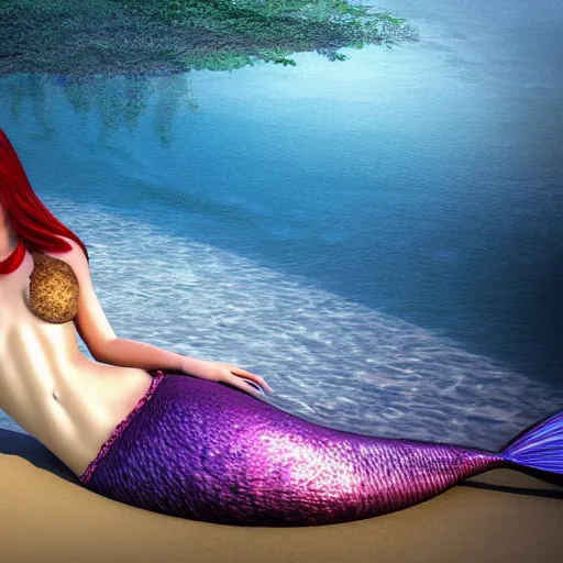 Image similar to mermaid dreaming masterpiece digital art, redshift render, hyperrealistic,