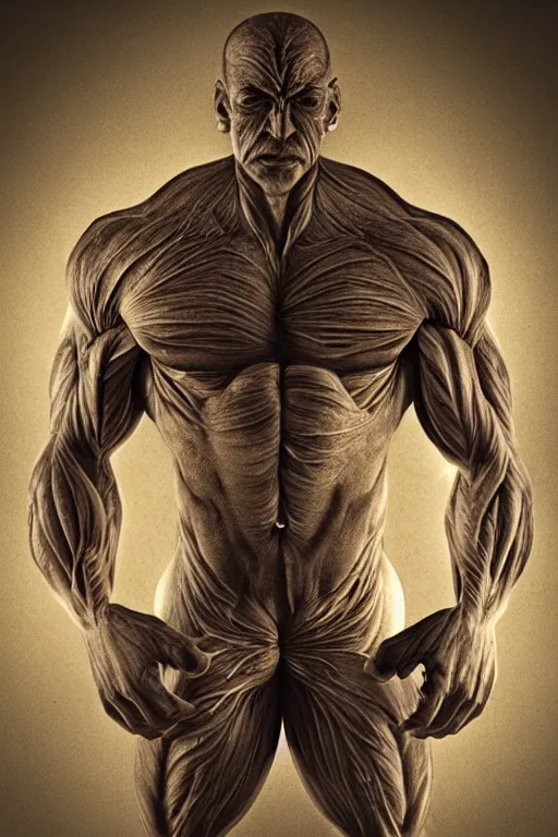 Image similar to muscular creature, veins, troll, fishlike, gills, dragonlike, grown together, overgrown, electronic wires, god rays, dark, skin, plastic wrap,