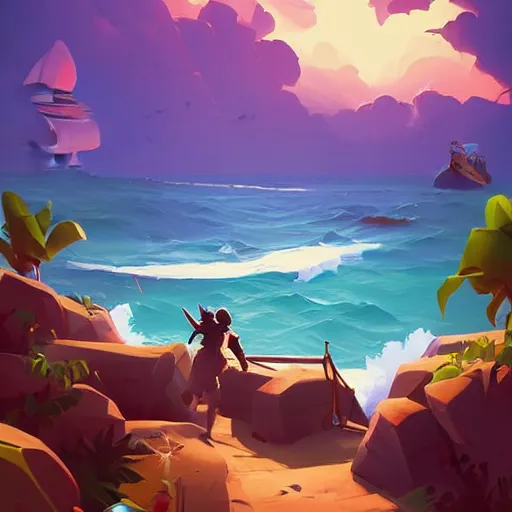 Image similar to painting treasure on sea of thieves game smooth median photoshop filter cutout vector, behance hd by jesper ejsing, by rhads, makoto shinkai and lois van baarle, ilya kuvshinov, rossdraws global illumination