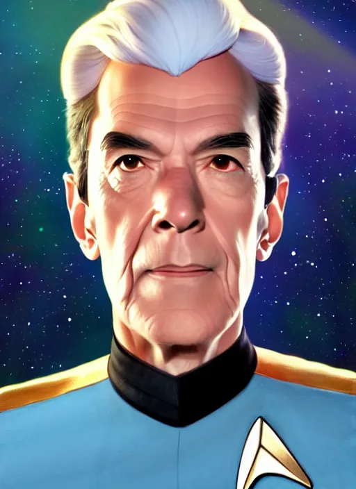 Image similar to cute star trek officer george harrison, natural lighting, path traced, highly detailed, high quality, digital painting, by don bluth and ross tran and studio ghibli and alphonse mucha, artgerm