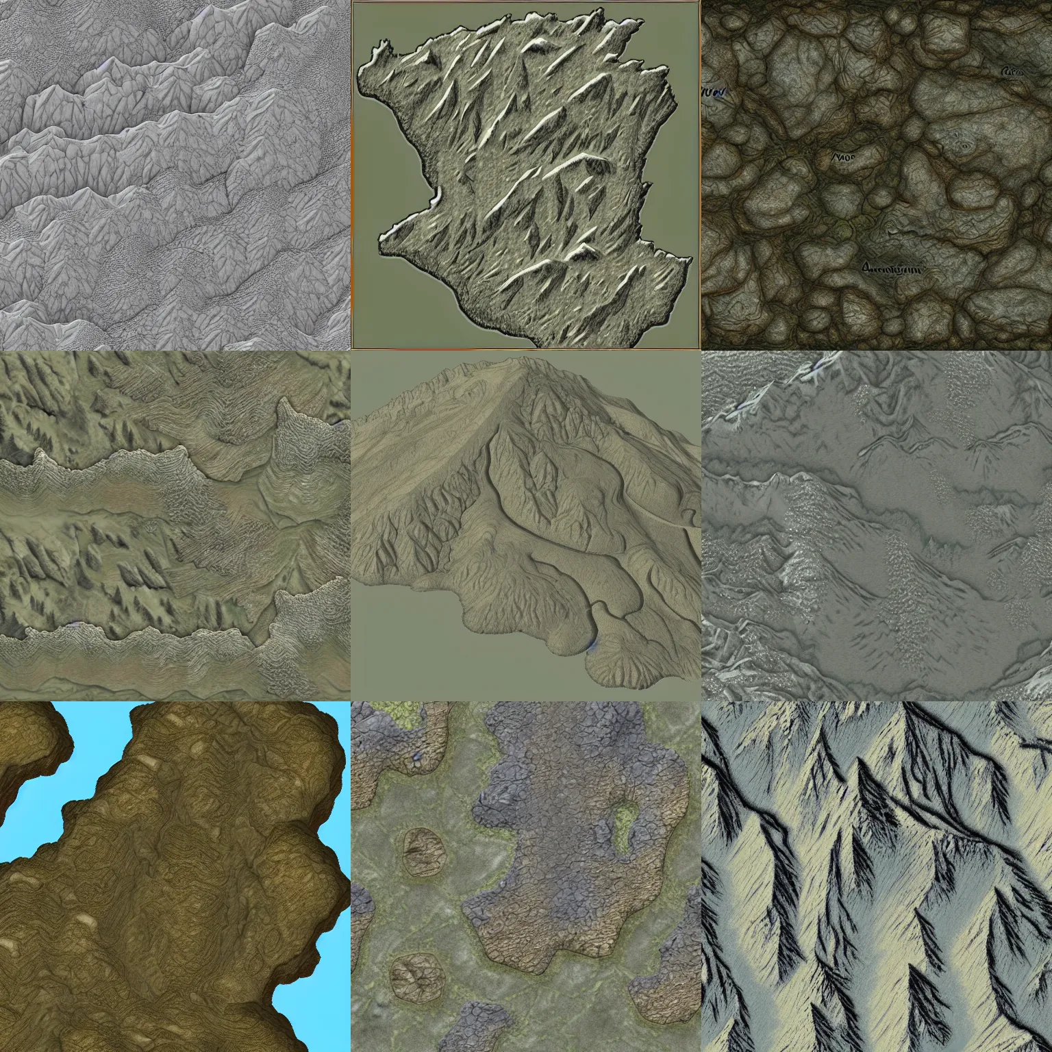 Prompt: mountain texture on a fantasy map