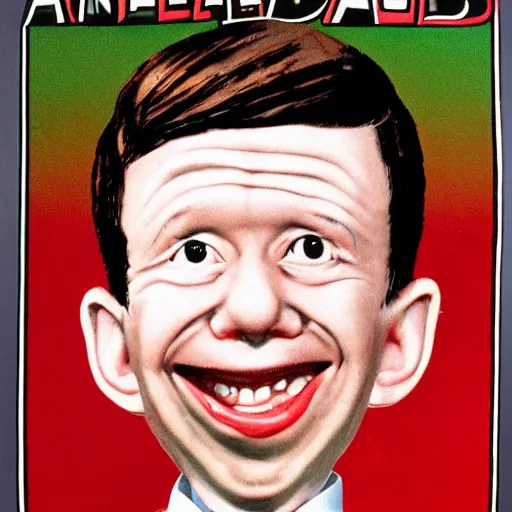 Image similar to portrait of alfred e neuman from mad magazine