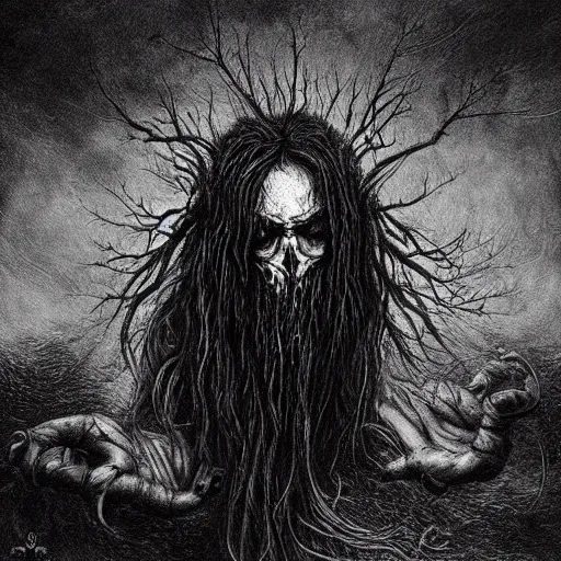 Prompt: black metal logo for the band called Viktor Orban, creepy atmosphere, dark, portrait, realistic, very realistic, illustration by Gustave Doré