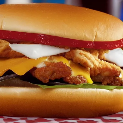 Prompt: Photo from article: Better than popeyes and chick-fil-a inside the new white castle spicy chicken sandwich which changed fast food