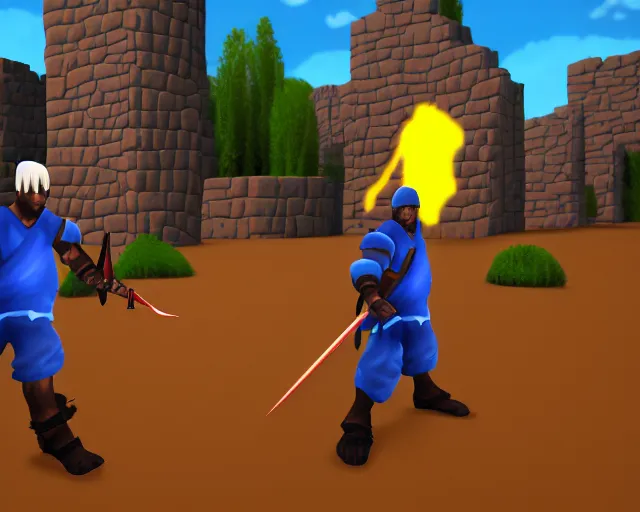 Prompt: screenshot of a crips gang member in the two dimensional web browser game swords and sandals ( 2 0 0 5 ), whiskeybarrel studios, higly detailed, 4 k, high quality