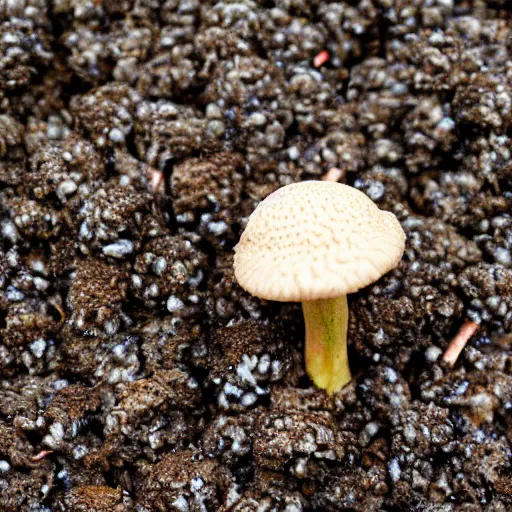 Prompt: a miniature mushroom studded by jay strongwater