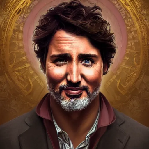 Image similar to portrait justin trudeau blackface!, sci - fi and fantasy, intricate highly detailed digital painting, artstation, concept art, smooth and sharp focus, illustration, art by tan zi and ayanamikodon and alphonse mucha and wlop