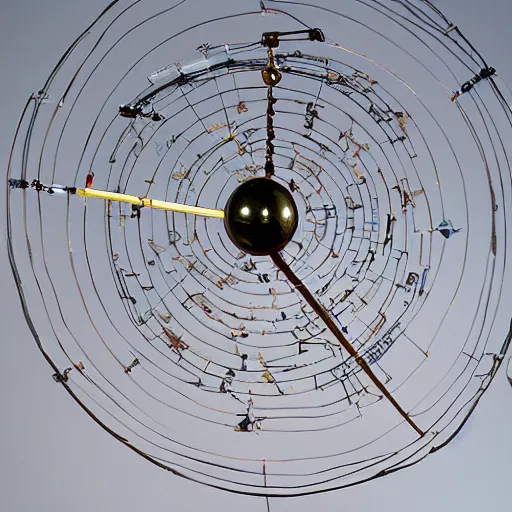 Image similar to a kinetic sculpture of this solar system, sun, orrery, canon 5 d 5 0 mm lens, papier - mache, studio, circa 2 0 0 8