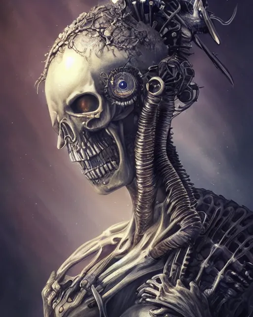Prompt: death is swallowed up in victory, very detailed and beautiful face, screaming in fear, mechanical butterfly, artwork by artgerm, centered shot, wide angle, full body, islandpunk, solarpunk, fantasy, highly detailed, digital painting, artstation, smooth, sharp focus, art by thomas kinkade and h. r. giger and kevin swartz
