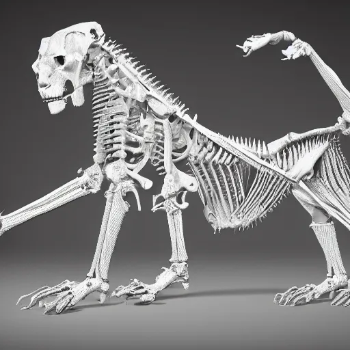 Prompt: exoskeleton designed after the bones of a lion, blueprint