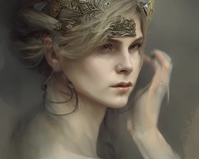 Image similar to photography of deborah turbeville, deep focus, d & d, fantasy, intricate, elegant, highly detailed, digital painting, artstation, concept art, matte, sharp focus, illustration, hearthstone, art by artgerm and greg rutkowski and alphonse mucha