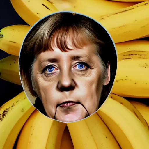 Image similar to angela merkel as a banana, caricature, 8 k photo